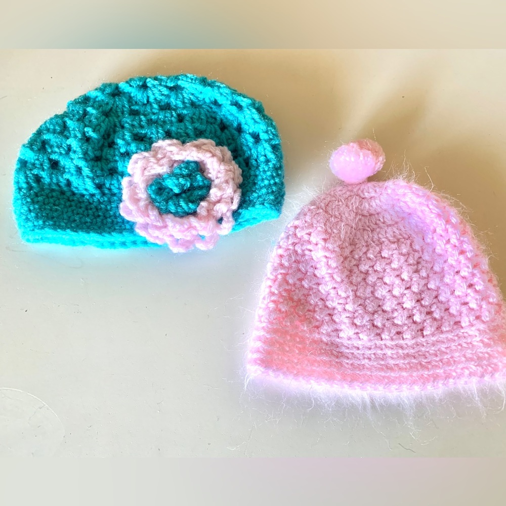 Set of 2 Handmade Infant Beanies